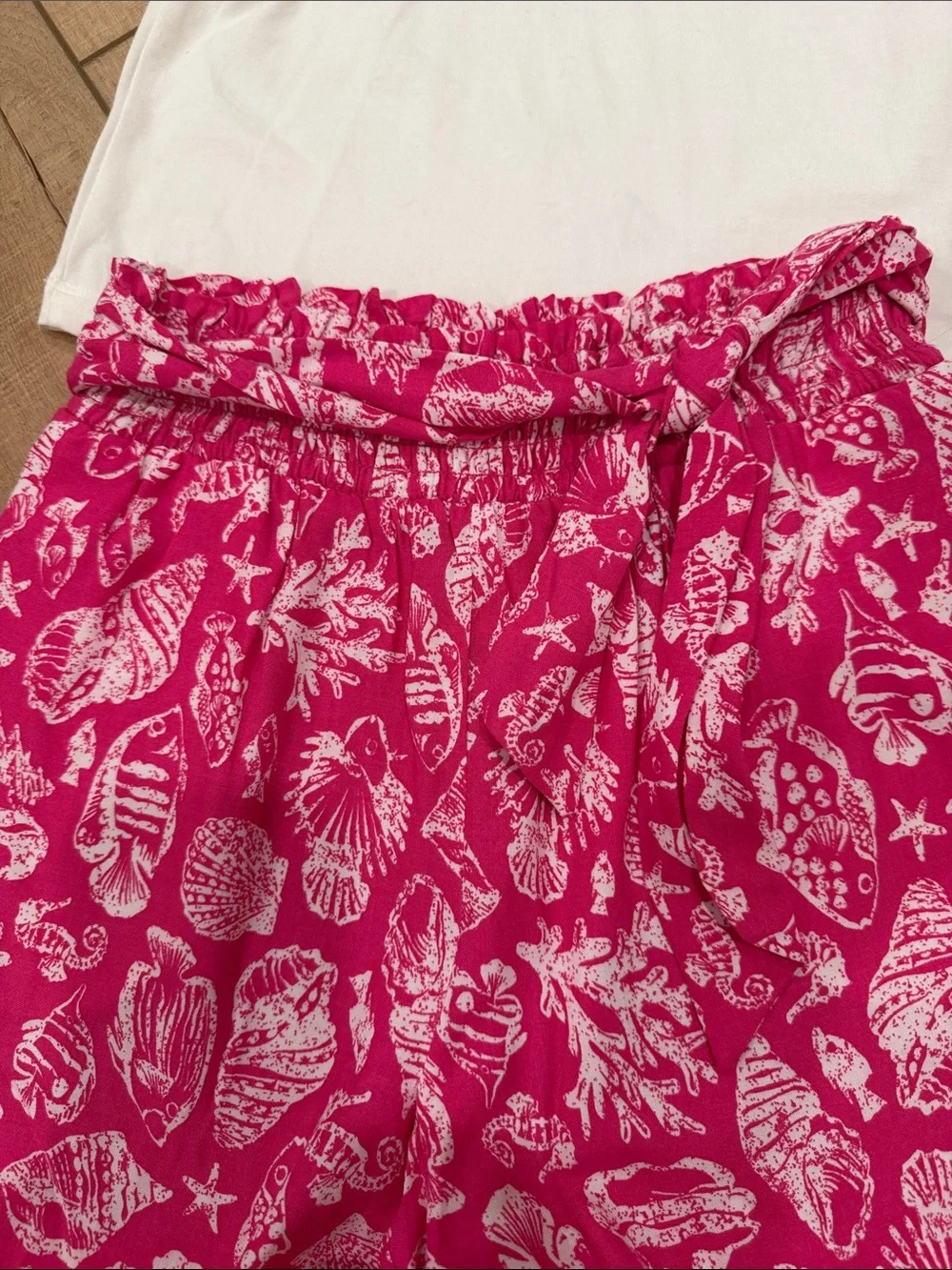 Tommy Bahama Girls Shell Print Wide-Leg Pants Outfit (matching purse & headband)